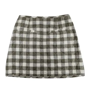 Madewell‎ Quilted Flannel Mini Skirt Gingham Checkered Side Button NH136 Size 4 thumbnail 2