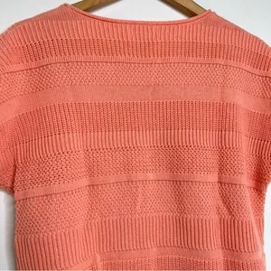 Old Navy Light Orange Knit Sweater Top Women’s Size Small Short Sleeve Spring thumbnail 5