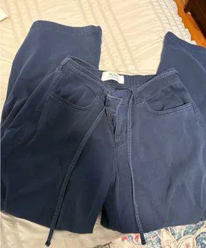 Hollister Low-Rise Baggy Navy Pants thumbnail 1