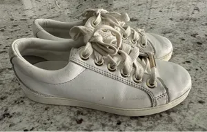 Jimmy Choo White Leather Low Top Gold Star Sneakers Shoes 35.5 5.5 thumbnail 1