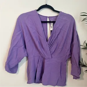 Diane Von Furstenberg Twist Front‎ Open Back Wrap Top In Lilac thumbnail 3
