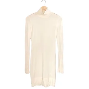 Karen Millen Wool Blend Sweater Dress Size 2 Cream Knit Bodycon Mock Neck Mini thumbnail 13