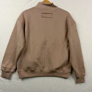 Fashion Be Yourself Tan Mock Neck Button Pullover Sweatshirt Women small thumbnail 3