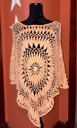 Boho Crochet Openwork Poncho Sweater Size undefined thumbnail 1