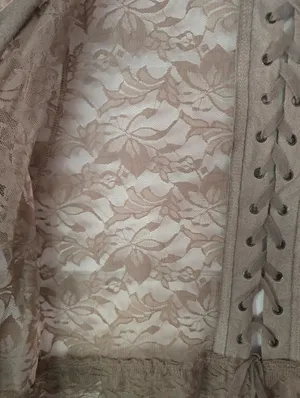 Lace Sheer Open-Front Tunic Cardigan - Taupe Ombre STUNNING LACE Medium thumbnail 5