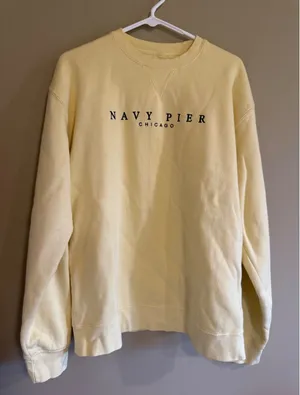 Gear For Sports Navy Pier Chicago Sweatshirt Yellow Big Cotton Crewneck Large thumbnail 1