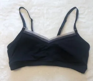Lululemon Sports Bra Black V Neck Adjustable Straps White Mesh Detail Size Small thumbnail 1
