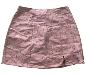 Altar'd State Skirt M Pink Ditzy Floral Slit Mini Satin Coquette Cottagecore thumbnail 1