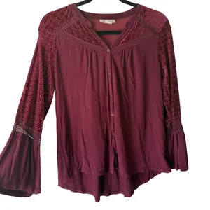 Style & Co Blouse Witchy Petite Medium Embroidered Bell Sleeve‎ Whimsigoth thumbnail 1