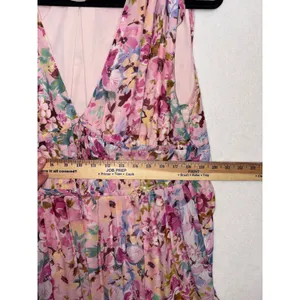 Shoshanna Midnight Zahra Gown Pink Floral Metallic Tiered Maxi Dress 12 AS IS thumbnail 10