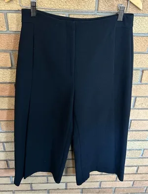 Zara Basic Cropped Slit Flare Wide Pants Black Women’s Size Small thumbnail 1