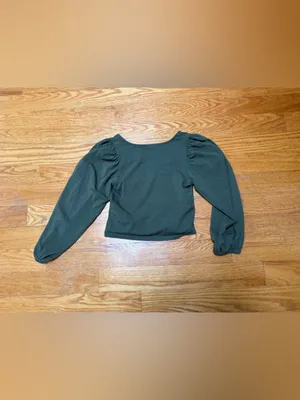 ☀️Banana Republic Olive Green Ruched Crop Top thumbnail 3