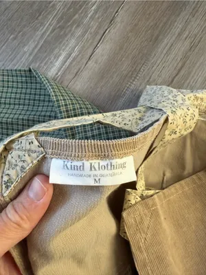 VTG KIND KLOTHING Boho Hippie Patchwork Maxi Dress Floral Straps Beige Green S M thumbnail 11