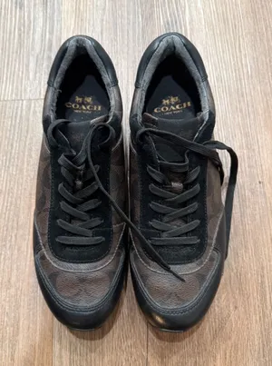 Coach Signature C Sneakers‎ Women's Brown Black Leather Lace Up Shoes thumbnail 1