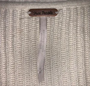 Free People V Neck beige cotton blend womens sweater size S thumbnail 11