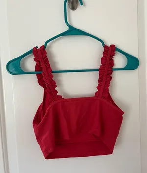 Aerie Red Ruffle Bikini Top thumbnail 3
