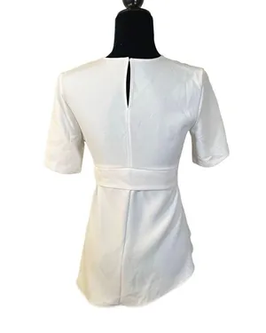 Zara Woman White Tie Waist Asymmetrical Lagenlook Blouse Women's Size XS thumbnail 3