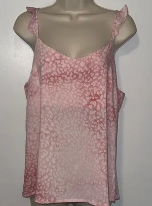 Mystree Tank Top Sleeveless Cami Ombre Pink Leopard Print Women’s L Large thumbnail 1