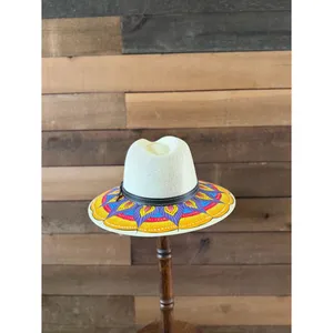 Hand Painted Floral Fedora Hat Colorful Boho Festival Statement Hat thumbnail 9