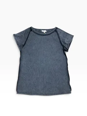 Easel charcoal gray ribbed short sleeve top Size Large thumbnail 6