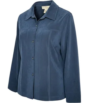Vintage Norton‎ McNaughton Shirt Jacket Women 8 Blue Faux Suede Button Down thumbnail 1