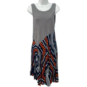 Maeve Anthropologie Cameron Blue Red White Striped Geometric Asymmetric Size S thumbnail 2