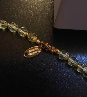 Vivienne Westwood Messaline gold-tone brass crystal-embellished choker Necklace thumbnail 10