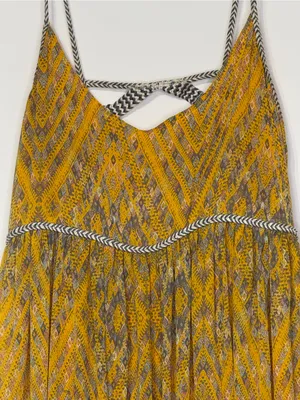 Free People Periscope Yellow Printed Sundress Spaghetti Strap Boho women’s Sz XS thumbnail 2