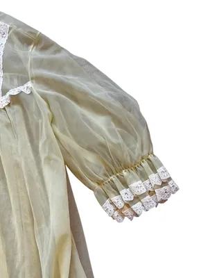 Vintage Peignoir Lace Ruffle Trim Embroidered Floral Robe Cottagecore Feminine thumbnail 6