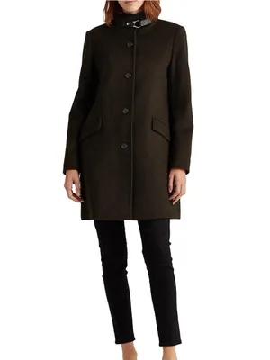 Lauren Ralph Lauren Women's Wool Blend Buckle-Collar Coat Military Green Sz 2 thumbnail 10