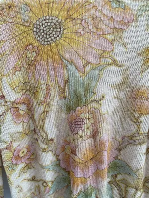 Anthropologie The Dreamer Floral Print Linen-Blend V-Neck Sweater Lightweight S thumbnail 6