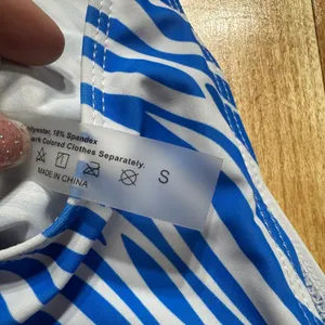 Blue‎ White Zebra Print Bikini Set Underwire High Cut Thong Swimsuit Small thumbnail 2
