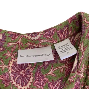 Soft Surroundings Top Large Pink Green Long Sleeve Boho Cottagecore thumbnail 2