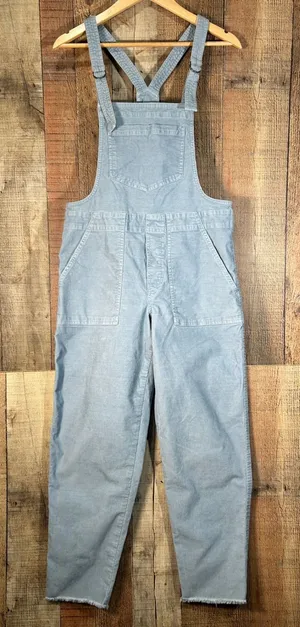 Aerie Light Blue Corduroy Overalls Raw Hem Adjustable Straps Size S Small P thumbnail 1
