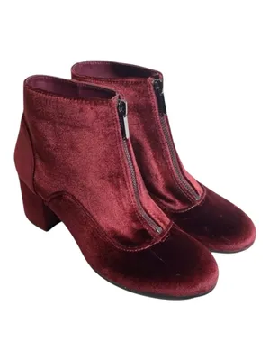 Circus by Sam Edelman new ❁ Vanessa Zipper Velvet Ankle Boot Booties ❁ Burgundy ❁ 6 thumbnail 10