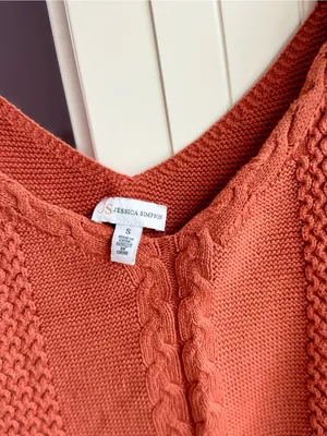 Jessica Simpson Cable Knit Ruffle Cropped Sweater Tank Rust Small S thumbnail 6