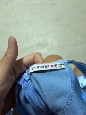 Lucy in the sky Satin Light Blue mini Dress XS thumbnail 8