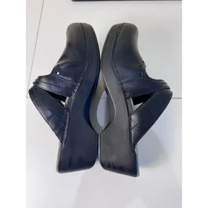 Dansko Black Leather Clog Sandals Women Size 42 10.5 Criss Cross Perforated thumbnail 6