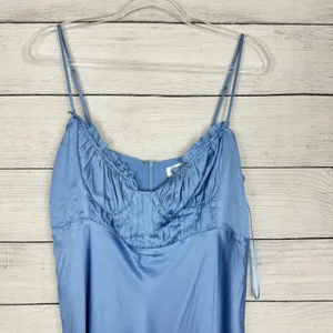 ASTR The Label Ellison Satin Sweetheart Mini‎ Dress Baby Blue Womens Size Large thumbnail 4
