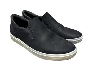 ECCO Soft Shoes Women's 7 Black Suede Comfort Slip On Sneaker Travel Casual thumbnail 1