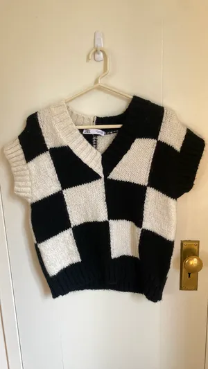ZARA checkered sweater vest thumbnail 3