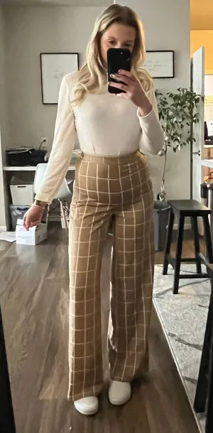 Vici Neutral & White Tonal Business Casual Pants thumbnail 1