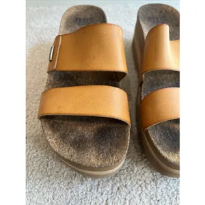 REEF Vista Higher Platform Slide Sandal Brown Vegan Leather Chunky Boho Beach thumbnail 7