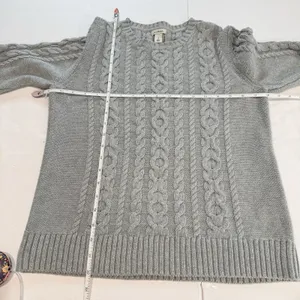 LL Bean GRAY Double L Mixed Cable Cotton Crew Neck Pullover Sweater SMALL PETITE Size undefined thumbnail 8