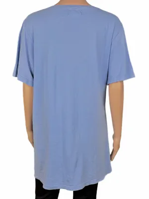 FLAX Periwinkle Blue Cotton V Neck Long Tunic Top Lagenlook Made USA Large thumbnail 4