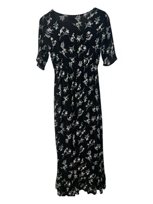 Polagram Black Floral Wrap Maxi Dress Size Small NWOT Boho thumbnail 2