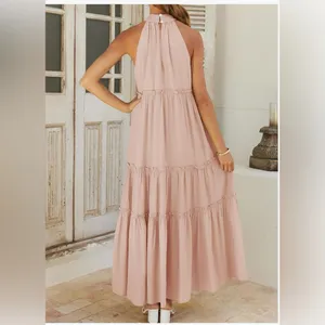 Zesica, NWT Chic Blush Halter Maxi Dress, M Pink Size M thumbnail 3