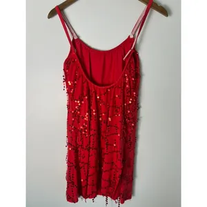 The Competitor Red Sequin Dance Costume Mini Dress Bodysuit MA Made in USA thumbnail 2