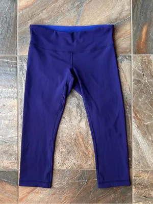 Lululemon Wunder Under Crop Leggings Indigo Purple Yoga Pants Size 8 thumbnail 1
