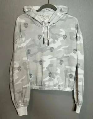 Vintage Havana Women's Burnout Hoodie Camo Skulls Halloween Elastic Size‎ Small thumbnail 1